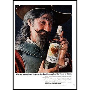 1971 Don Q Puerto Rican Run Vintage Print Ad Spanish Conquistador Wall Art Photo